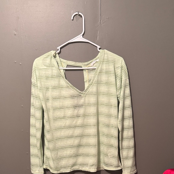 Athleta Light Green Striped Blouse - Picture 1 of 3